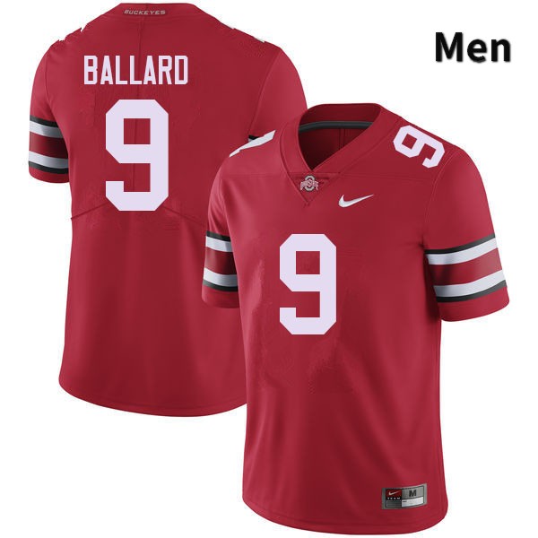 Ohio State Buckeyes Jayden Ballard Men's #9 Red Authentic Stitched College Football Jersey